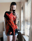 Coconut tree leaves print Top (Orange)