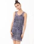 Sleeveless Crochet Tunic Dress in Blue