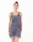 Sleeveless Crochet Tunic Dress in Blue