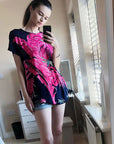 Coconut tree leaves print Top (Orange)