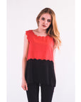 Scallop edge Chiffon Vest (RED)