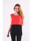Scallop edge Chiffon Vest (RED)