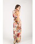 Multi Color V neck maxi dress (Red)