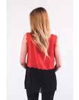 Scallop edge Chiffon Vest (RED)