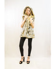 Faux Fur Oversize Hoody Coat (Dot Print)