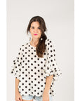 Dot Dot Print Frilled sleeves Top