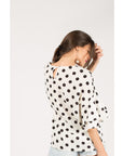 Dot Dot Print Frilled sleeves Top