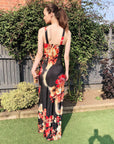 Floral Poppy Print Maxi Dress (BLACK)