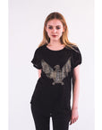 Gold Eagle embellished T-shirt (BLACK)
