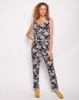 Floral print cotton tassel vest top and trousers suits co-ords (BLUE)