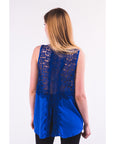 Floral Crochet Lace Back Vest (BLUE)
