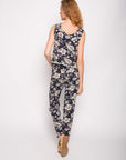 Floral print cotton tassel vest top and trousers suits co-ords (BLUE)