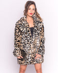 Trendy Leopard print faux fur oversized coat
