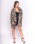 Trendy Leopard print faux fur oversized coat