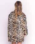 Trendy Leopard print faux fur oversized coat