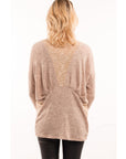 Tweed effect and color block Jumper top (Light Brown)