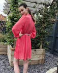 Pleated Midi dress (Coral pink)