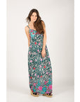 Multi Color Leopard print maxi dress (Green)