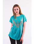 Gold Eagle embellished T-shirt (TURQ)