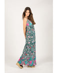 Multi Color Leopard print maxi dress (Green)