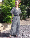 Lady Grey Leopard Print Chiffon Wrap Maxi Dress
