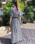 Lady Grey Leopard Print Chiffon Wrap Maxi Dress