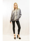 Plain Color Oversized satin Bomber Jacket