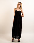 Pleated Bust & Sweetheart Neckline Maxi Dress (BLACK LACE)