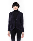 Navy color Cable Knitted Front Pockets Cardigan