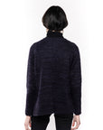 Navy color Cable Knitted Front Pockets Cardigan