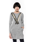 Oversize jumper with scarf embellished