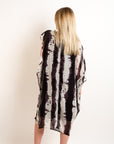 black and cream contrast Print oversized tunic dress