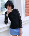 Floral lace elegant basic long sleeves top