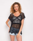 Floral Crochet Lace Top (BLACK)