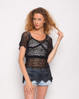 Floral Crochet Lace Top (BLACK)