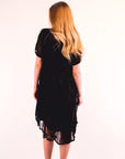 Lace and chiffon patchwork dress (Black)