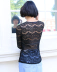 Floral lace elegant basic long sleeves top