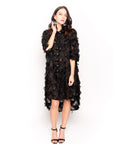 Feather look and star pattern shirt dress