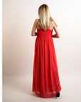 Pleated Bust & Sweetheart Neckline Maxi Dress (CORAL)