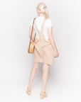 Linen Mini Pinafore Dress in Light Beige