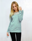 Crochet Collar plain green color Jumper