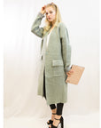 Fine knit oversize longline wool blend jacket