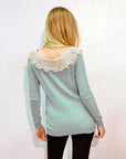 Crochet Collar plain green color Jumper
