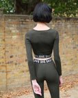 Loungewear Co-ord with Love Logo | Green Crop Top and Leggings