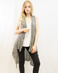 Sleeveless Wool Knitted long Cardigan(Grey)