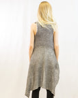 Sleeveless Wool Knitted long Cardigan(Grey)