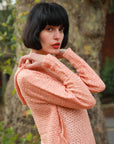 Orange All over Sequins with Hood Knitwear Jumper