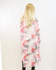 Feather and Leaves Printed Maxi Shirt Dress (PINK)
