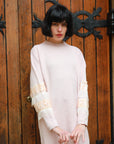 Fringed and sequin embellished sleeves Jumper