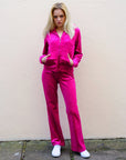 Velour Tracksuits With Hoody (Hot Pink Color)
